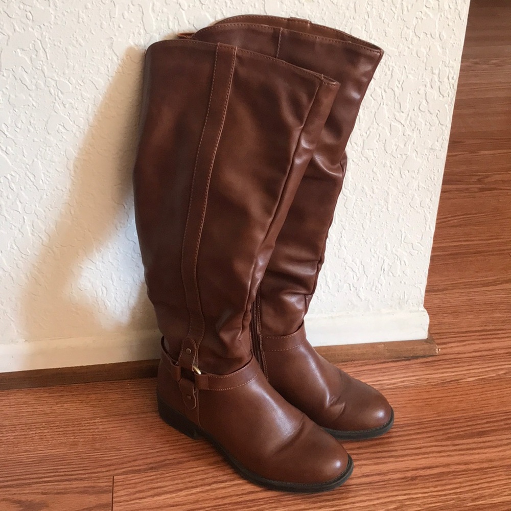 Brown harness boots